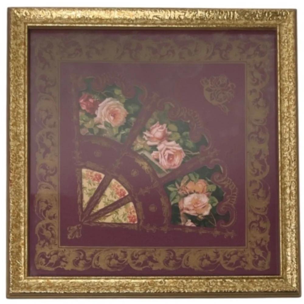 Victorian Floral Ornate Burgundy & Gold Wall Decoration